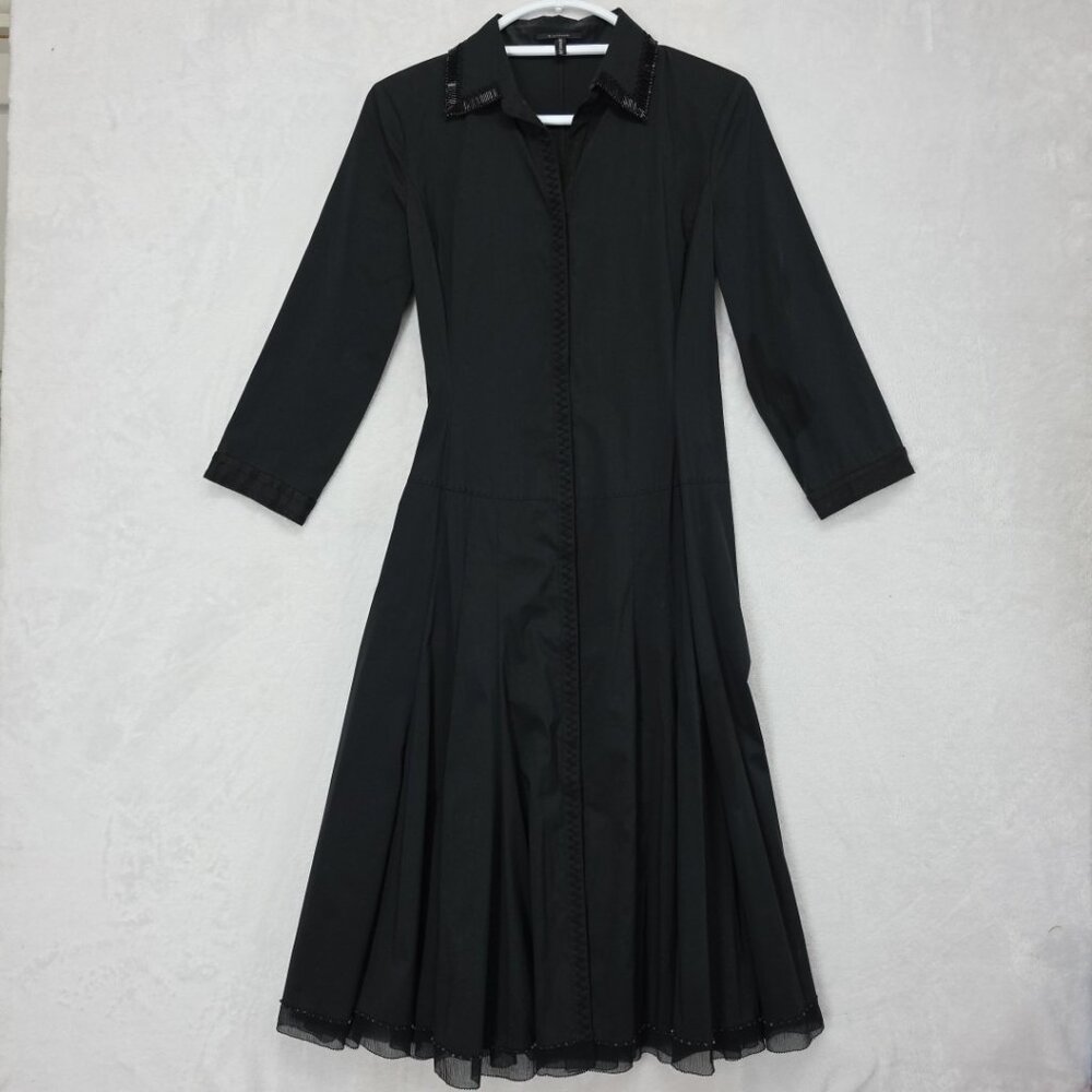 Elie Tahari Bergdorf Goodman Women's Maxi Dress XS Black Beaded Wednesday Addams